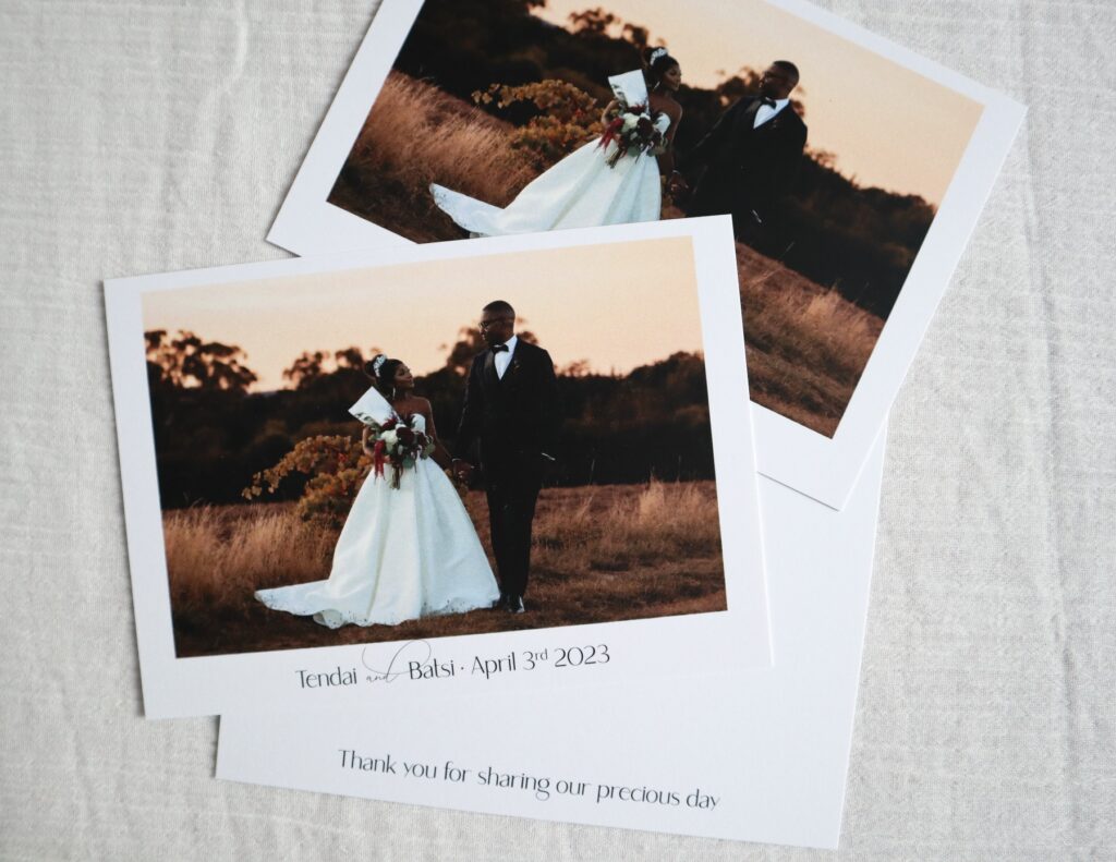 Wedding thank you cards with photo