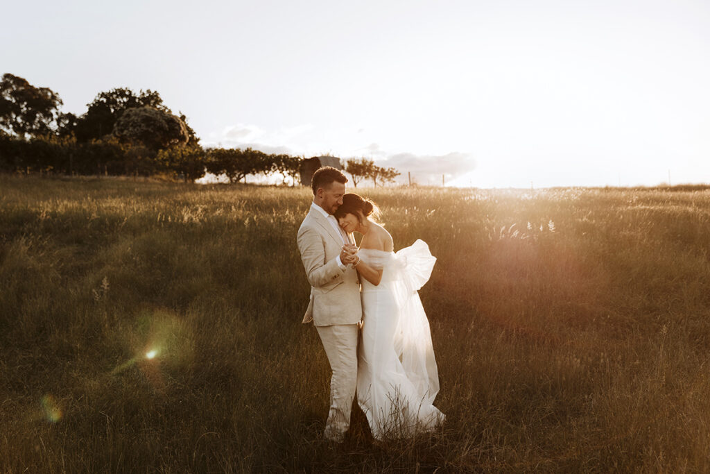 Image of a couple on their wedding day at the Farm Yarra Valley